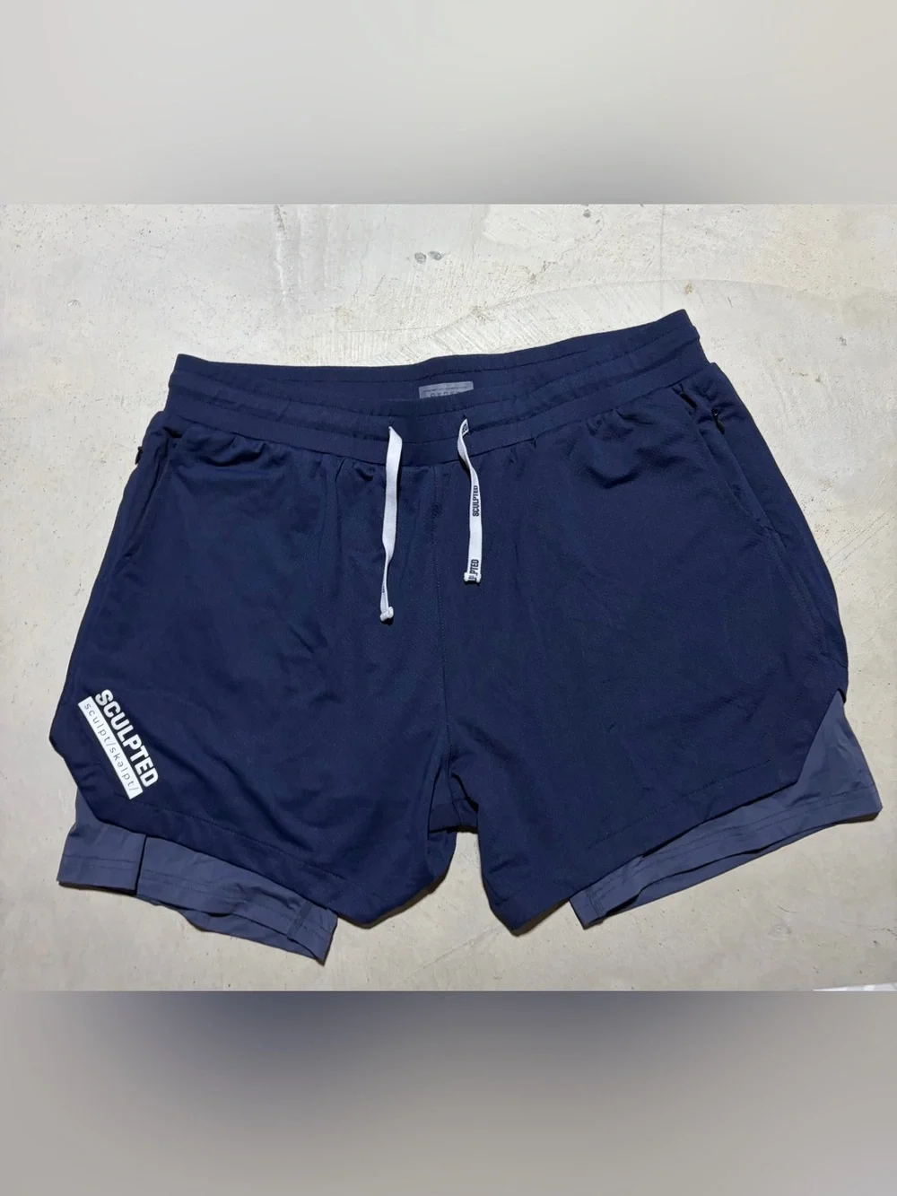 Sculpted platho Navy Athletic Drawstring Shorts liner XL